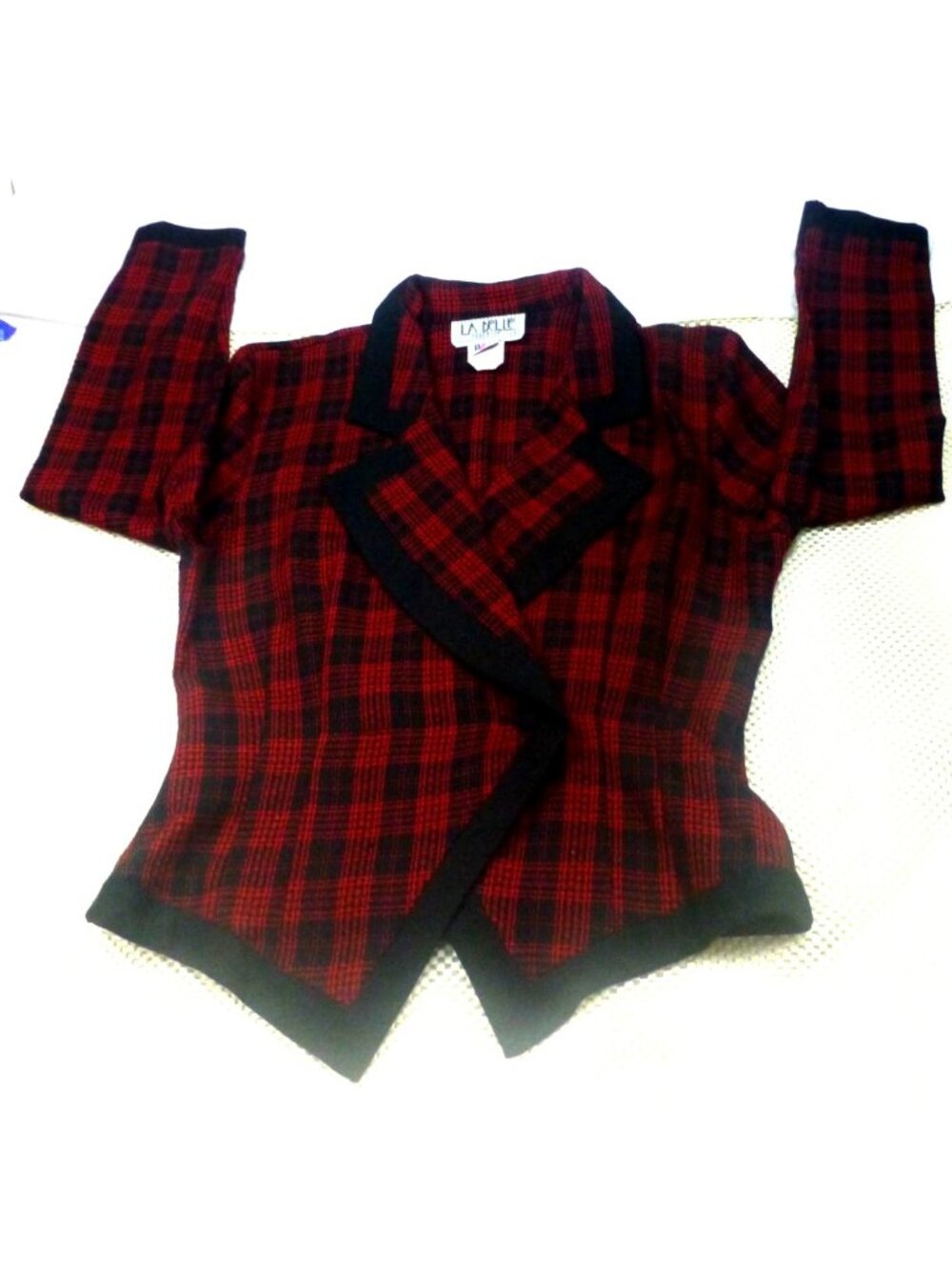VTG La Belle Red & Black Plaid Blazer & Skirt Set Button Closure  Med Size 9 USA